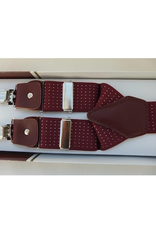 Bordo Beyaz Puantiyeli Pantolon Askısı Bordo