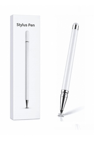 İphone 14 Pro Max Uyumlu Dokunmatik Stylus Kalem Disk Uçlu Hassas Beyaz Tablet Telefon Çizim Kalemi