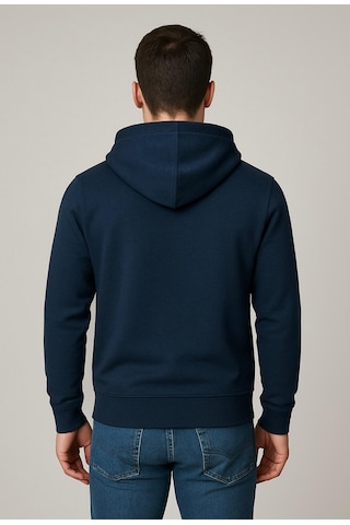 Axxel Erkek Lacivert 2 İplik Fermuarlı Kapüşonlu Sweatshirt-w1084 Lacivert