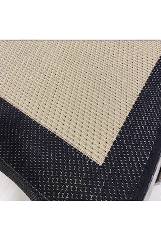 Elvey Home Jüt Sisal S9716 Bej Siyah Kaymaz Taban Hasır Dokuma Yıkanabilir Yolluk Salon Koridor Mutfak Halısı Bej /siyah