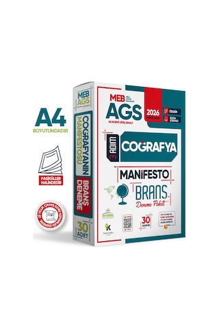 2026 MEB AGS 3 Adım Coğrafya Manifesto Branş Deneme Paketi 30lu Fasikül Seti Özgün Dijital Çözümlü