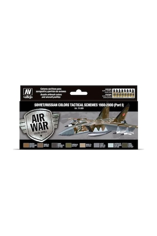 Vallejo 71609 8x18 Ml. Soviet/russian Colors Tactical Schemes 1960-2000 Part I , Model Air Serisi Model Boyası Seti Renkli
