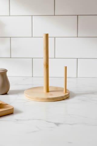 Bambu Yuvarlak Kağıt Dik Havluluk 14 Cm Pratik Kullanım Ergonomik Mutfak Havluluğu Kahverengi
