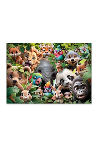 Orman Hayvanları Çocuk Puzzle 50 Parça 34 48 Cm