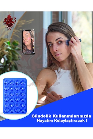 Silikon Vakumlu Telefon Tutucu, Cep Telefonu Için Silikon Yapışkanlı, Kaymaz Vantuz 1 Adet Akrobat P Renk