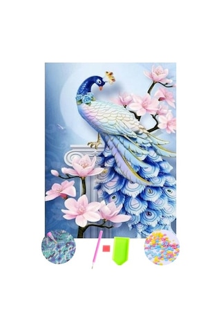 5D Sayılarla Elmas Boyama Tavus Kuşu-2 Diamond Painting Kit