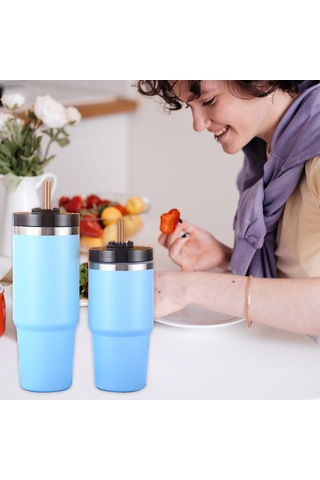 Moveevo 304 Çelik Isı Koruyucu Kupa 20oz, Pipetli & Sızdırmaz Kapak, 6-12 Saat Isı/sıcak Tutar, Araç & Dış Mekan Uygun Pembe