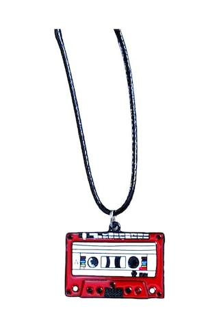 Nostalji Kırmızı Kaset Teyp Radyo Kasetçalar Mineli Kolye - Renkl Çok REnkli