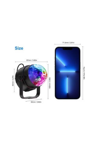 Disko Topu, Parti Işıkları Disko Işıkları 6w Dj Işıkları 7 Renk Uzaktan Kumandalı Ses Aktif Rgb Müzik Kontrollü Sahne Işıkları Döner Noel, Bar, Ktv, Araba, Dj İçin Disko Topu - 2 Adet