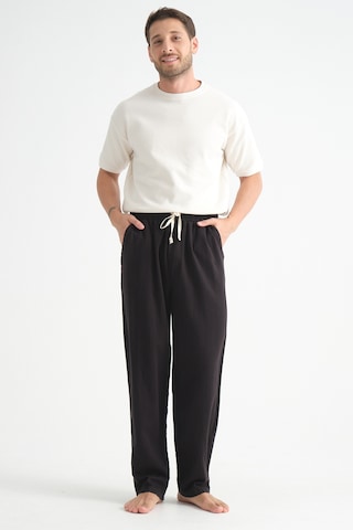 Redline Luxe Erkek Baggy Keten Karışımı Rahat Pantolon Bol Paça Yeni Sezon Siyah