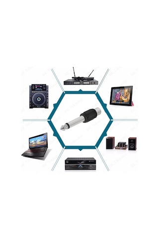 6.35mm 1/4" Mono Fiş Erkek - RCA Dişi Ses Jakı Dönüştürücü Adaptö