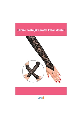 Letsii Parmak Askılı Zarif Dantel Eldiven 40 Cm Çok Renkli