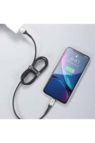 Lightning Horizontal Data Ve Şarj Kablosu Işıklı 1m Calsp-b01 Siy