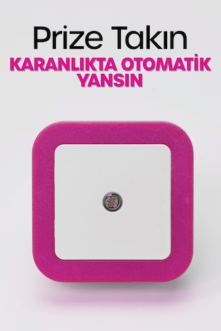 Kare Otomatik Gece Lambası Işığa Duyarlı Karanlık Ldr Sensörlü Koridor Pembe Gc02 Pembe