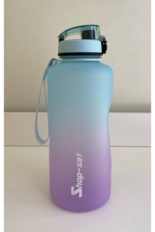 Shop-Set 2000 Ml Tritan Motivasyonlu Su Matarası Süzgeçli Lila - Açık Mavi