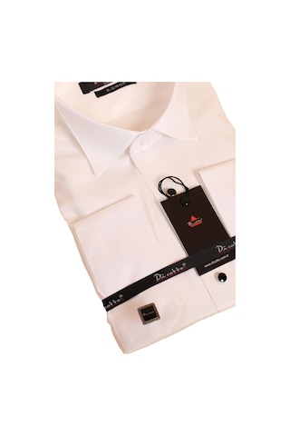 Dicotto Krem Ekstra Uzun Kol 8 Drop Damatlık Ata Yaka Kol Düğmeli Slim Fit Smokin Gömlek - 014 001