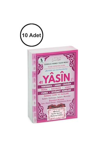 10 Adet Türkçe Mealli Orta Boy 80 Sayfa 41 Yasin - Pembe Renk