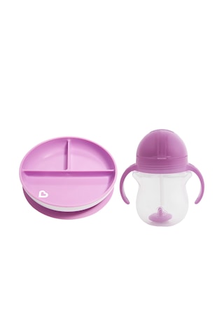 Munchkin Sabit Vakumlu Beslenme Tabağı &tıklama Uçlu Alıştırma Ba Mor