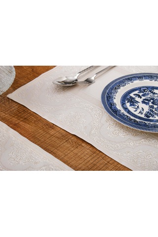 Finezza Roma Jakar Polyester Kumaş Bej Amerikan Servis 33x46 cm Bej 4 Ad.-1384 Bej