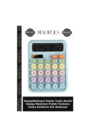 Hesapmakinesi Pastel Tuşlu Renkli Hesap Makinesi Pratik Yardımcı Kolay Kullanım Şık Aksesuar