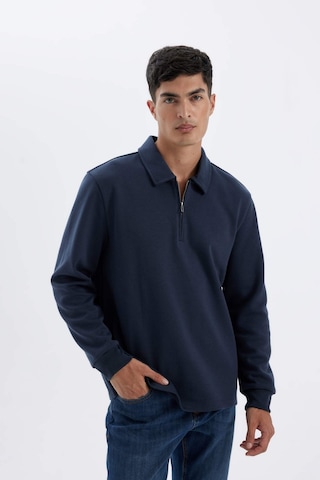 DeFacto Regular Fit Polo Yaka Yarım Fermuarlı Basic Düz Sweatshirt D2279AX24AUNV125 Lacivert