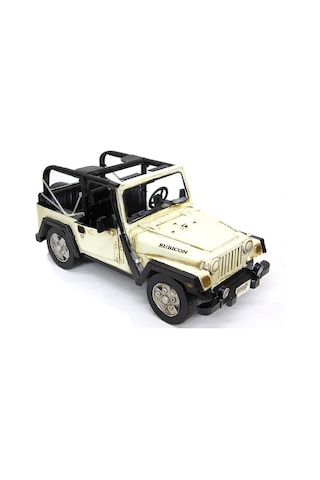 Hediyelik Metal Beyaz Arazi Jeep Araba Otomobil Büyük Boy Dekor