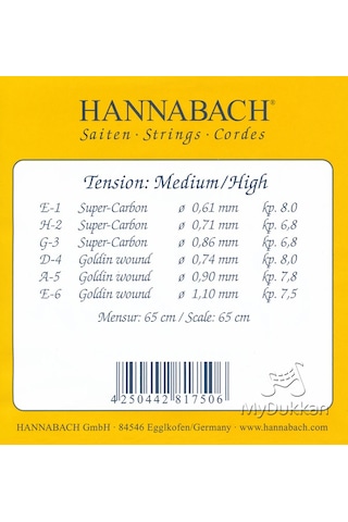 Hannabach 725 Mht Medium/High Tension Takım Tel Klasik Gitar Teli