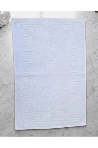Bicomi %100 Pamuklu İkili Ayak Havlusu Seti Duş Sonrası Ultra Emici Banyo Paspası 50x70 Cm Beyaz