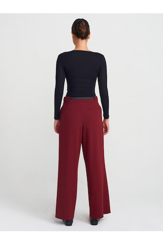 Dilvin 71577 Kemerli Ve Pilili Pantolon Bordo