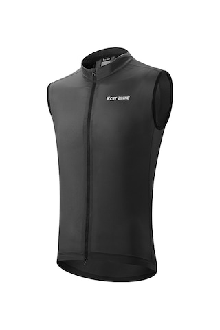 West Bıkıng Yp0206171 Unisex Bisiklet Fermuarlı Yelek Rüzgar Geçirmez 001 Siyah