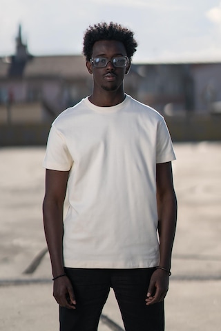 Bisiklet Yaka Lu Basic Oversize Geniş Model T-Shirt Krem krem