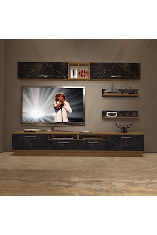 Decoraktiv Trendstyle 5220 Mdf Tv Ünitesi Tv Sehpası Pera - Siyah Mermer