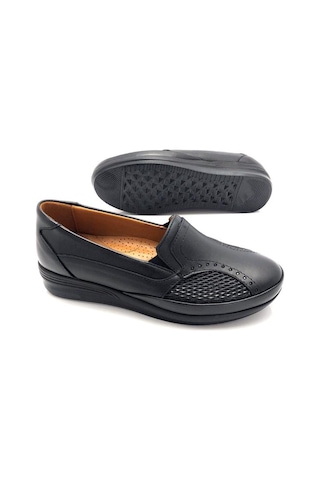 Derilax Hakiki Deri Tam Ortopedik Kadın Anne Ayakkabısı Siyah - Siyah