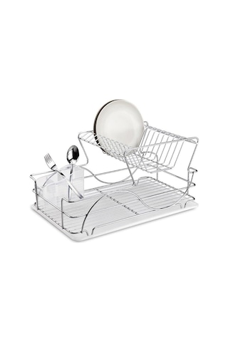 İki Katlı Metal Bulaşık Sepeti 48 x 33 x 25 CM Krom