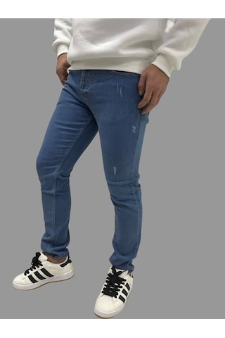 Erkek Dar Paça Tırnaklı Newone Açık Mavi Kot Pantolon Açık Mavi
