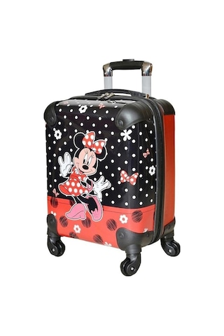 Nishev.com Evini Sev Mickey Mouse Woman Kız Çocuk Valizi Kırmızı Siyah Siyah