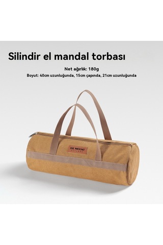 Açık Kamp Aksesuarları Saklama Çantası Çadır Rüzgar Halatı Zemin Tırnak Aracı Saklama Çantası Kamp Taşınabilir Zemin Tırnak Paketi Silindir Çanta 40cm Uzun Çift Kalınlık Kahverengi