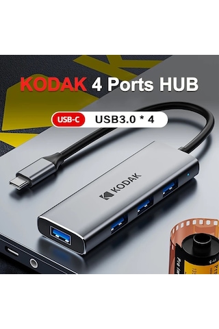 Boatshop1 Kodak T341 4 Portlu Usb C Hub Yüksek Hızlı 5gbps Veri Aktarımı Metal Tasarım Dizüstü Tablet Telefon Uyumlu Usb 3.0 Docking Istasyonu