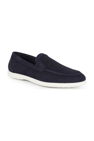 Libero Erkek Loafer Ayakkabı Hakiki Nubuk Deri Mokasen Yazlık Delikli Bağcıksız Esnek Kauçuk Taban L6011 Lacivert