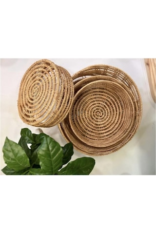 4 Lü Bambu Örgü Sepet