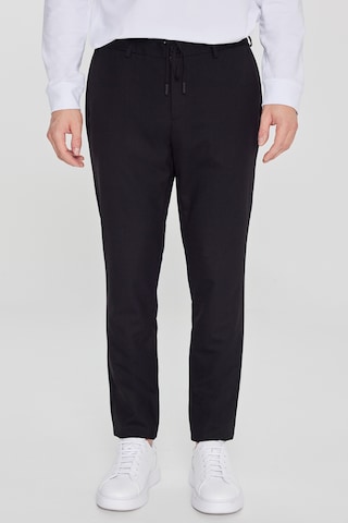 AC&Co / Altınyıldız Classics Erkek Sıyah Slim Fit Dar Kesim Yünlü Yan Cepli Takım Elbise Pantolonu Siyah