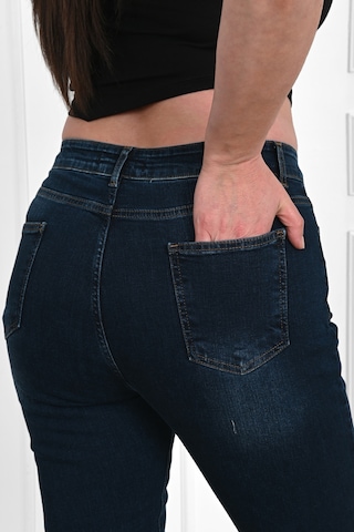 Kadın Büyük Beden Lacivert Jean Pantolon 6177-23