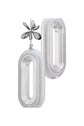 Led Alfa 2'li Gümüş 3 Renk Ledli Kristal Taşlı Modern Led Avize Krom