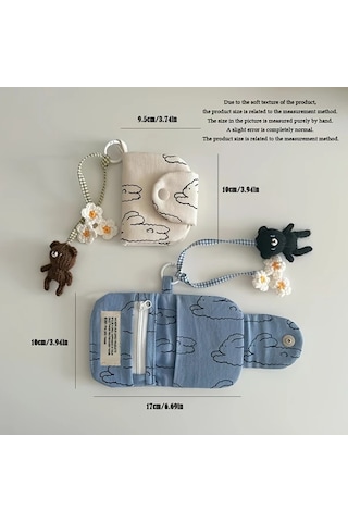 Elmpaly Mavi Tavşan Desenli Şık Papatyalı Kartlık Ve Bozukluk Cüzdanı