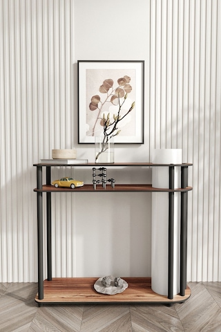 Ravilo Caprio Dresuar Dekoratif Raflı Lambader Ceviz Ceviz