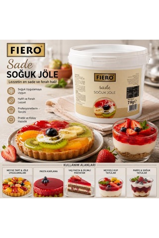 Fiero Soğuk Jöle Sade 7 Kg Pasta, Cheesecake Ve Tatlılar İçin Profesyonel Parlak Pasta Jölesi
