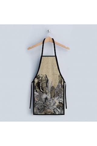 Fil Tasarımlı Mutfak Önlüğü Keten Kumaş, Uluslararası Yıkama Ve Solmama Sertifikası Çok Renkli
