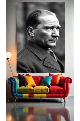 Siyah Beyaz Atatürk C1 Kanvas Tablo Ev Dekarasyon Hediyelik Duvar Süsü Ölçü Seçmeyi Unutmayınız :