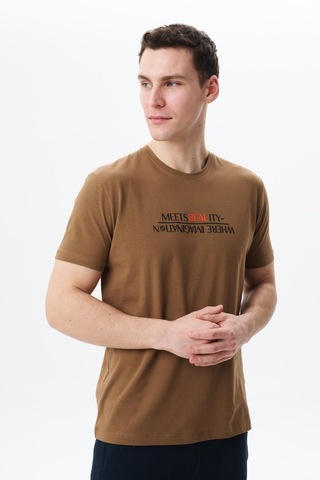 AR-MA Arma Erkek Regular Fit Baskılı Süprem Bisiklet Yaka Tişört Y29344454002 Kahverengi