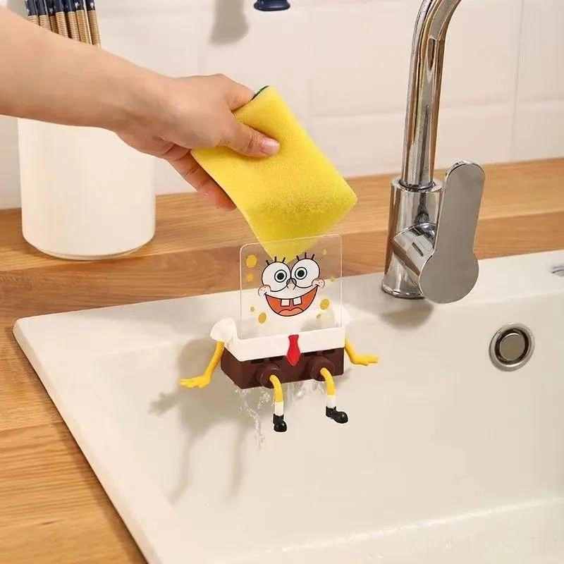 Yunboo Mutfak Sponge Ve Sabun Tutucu, Spongebob Desenli, 11.5x8x6 Cm, 1 Adet, Abs Plastik, Su Tükenimi, Bakteri Büyümesini Azaltır Sarı